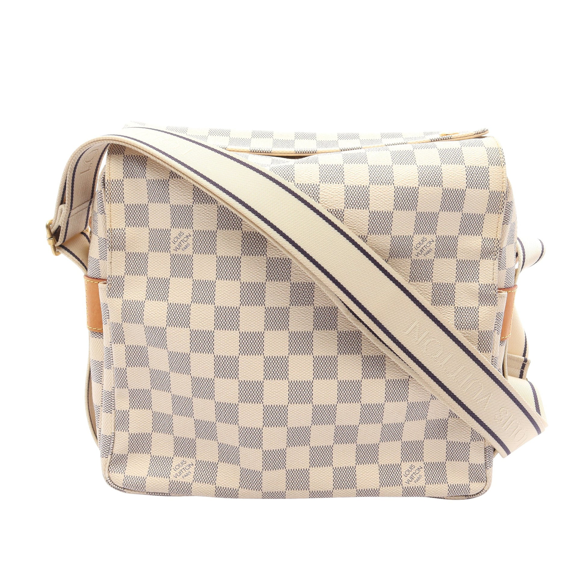 ナヴィグリオ ダミエアズール ショルダーバッグ PVC レザー ホワイト ルイヴィトン バッグ LOUIS VUITTON
