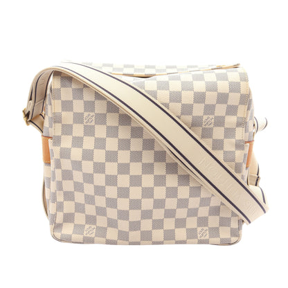 ナヴィグリオ ダミエアズール ショルダーバッグ PVC レザー ホワイト ルイヴィトン バッグ LOUIS VUITTON