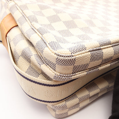 ナヴィグリオ ダミエアズール ショルダーバッグ PVC レザー ホワイト ルイヴィトン バッグ LOUIS VUITTON