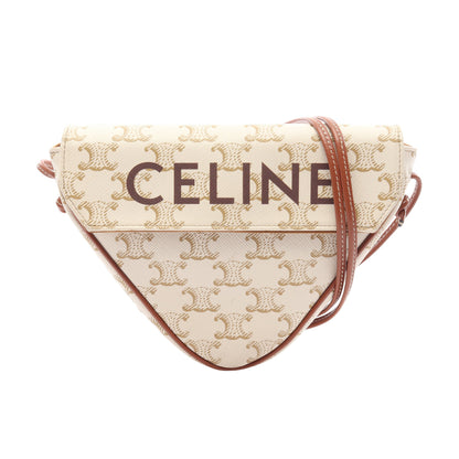 トリオンフ トライアングル ミニ ショルダーバッグ PVC レザー アイボリー ブラウン セリーヌ バッグ CELINE