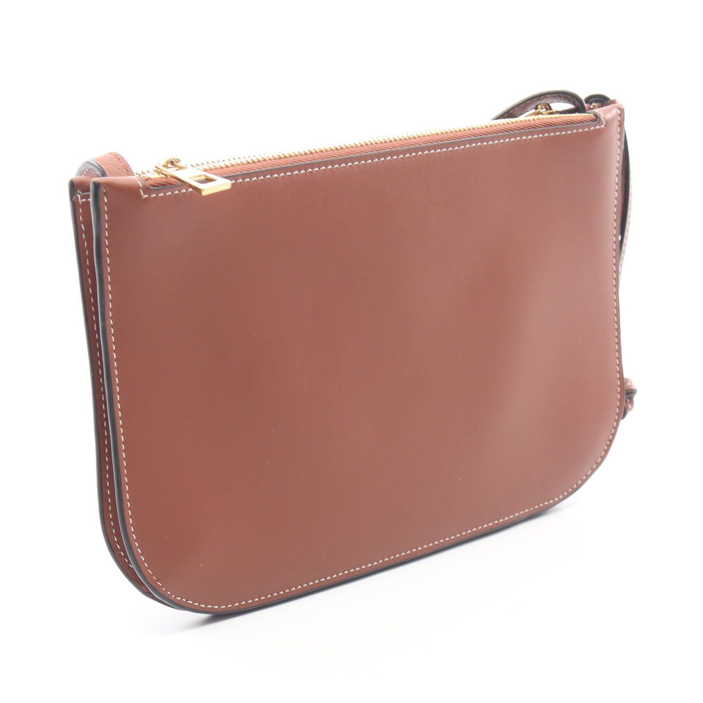 GATE DOUBLE ZIP POUCH ゲート ダブルジップ ポーチ ショルダーバッグ レザー ブラウン ロエベ