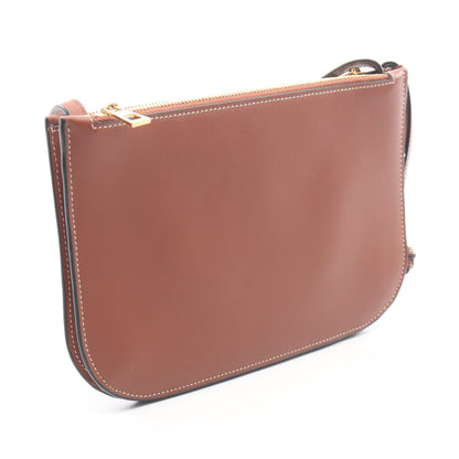 GATE DOUBLE ZIP POUCH ゲート ダブルジップ ポーチ ショルダーバッグ レザー ブラウン ロエベ
