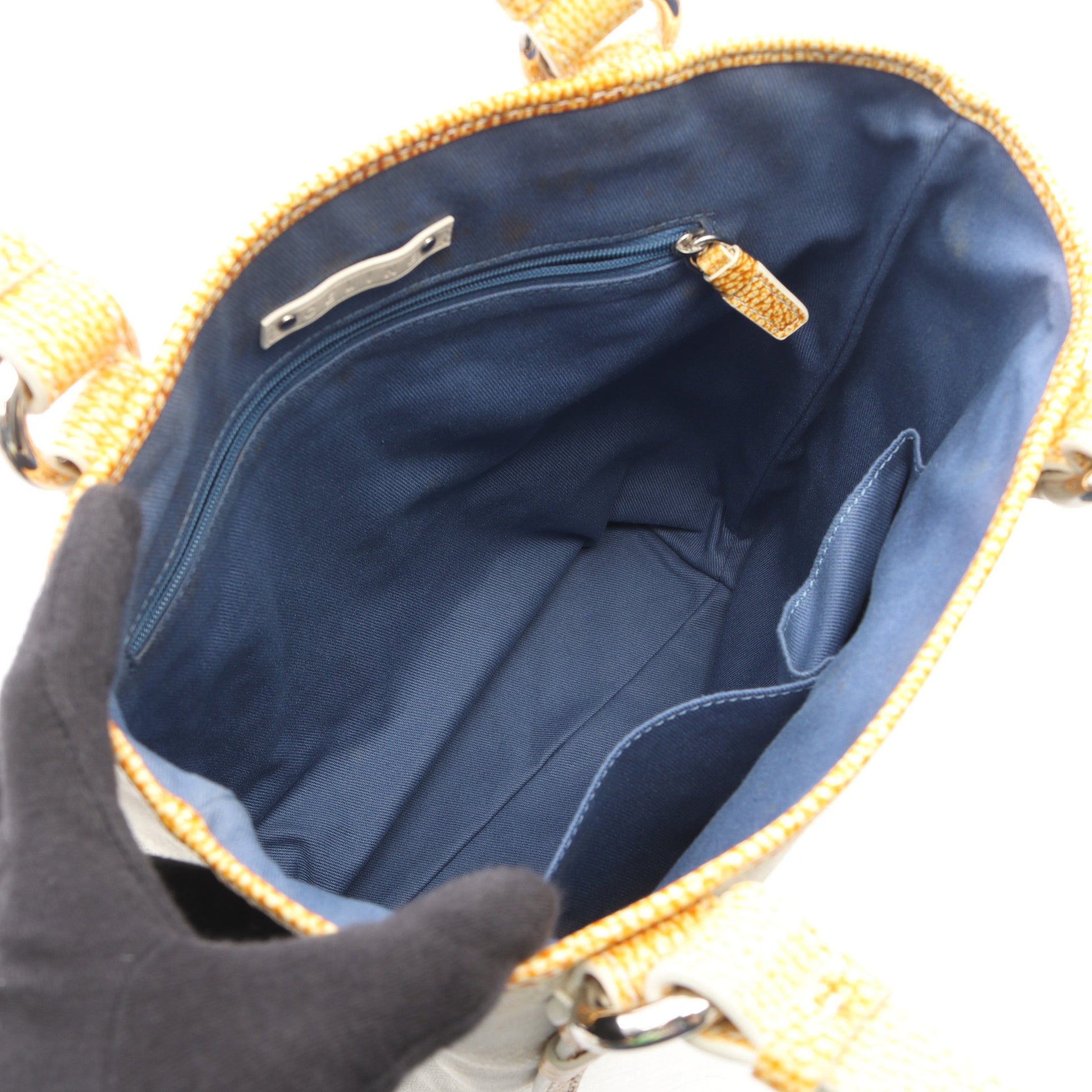 パリマカダム ハンドバッグ トートバッグ キャンバス レザー ライトグレー イエロー セリーヌ バッグ CELINE
