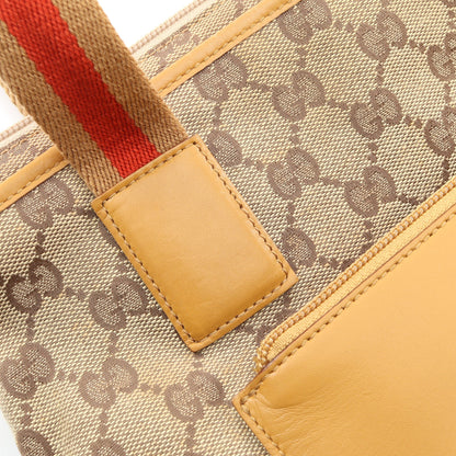 GGキャンバス ショルダーバッグ トートバッグ キャンバス レザー ベージュ イエローブラウン グッチ バッグ GUCCI
