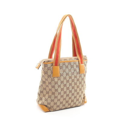 GGキャンバス ショルダーバッグ トートバッグ キャンバス レザー ベージュ イエローブラウン グッチ バッグ GUCCI
