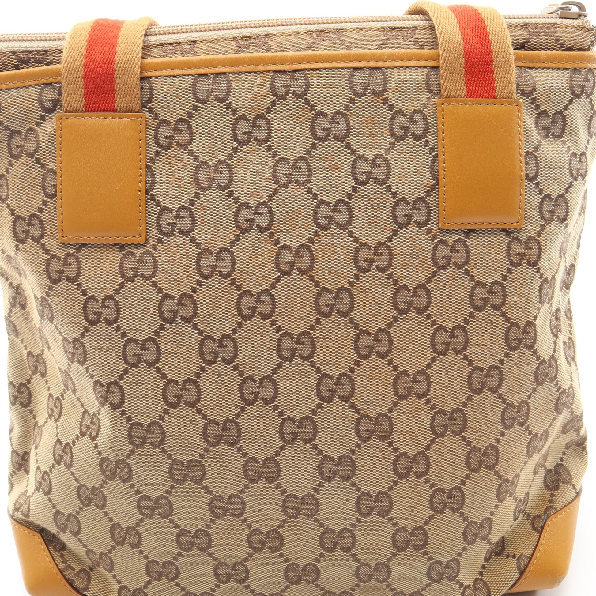 GGキャンバス ショルダーバッグ トートバッグ キャンバス レザー ベージュ イエローブラウン グッチ バッグ GUCCI