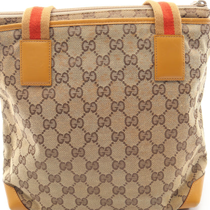 GGキャンバス ショルダーバッグ トートバッグ キャンバス レザー ベージュ イエローブラウン グッチ バッグ GUCCI