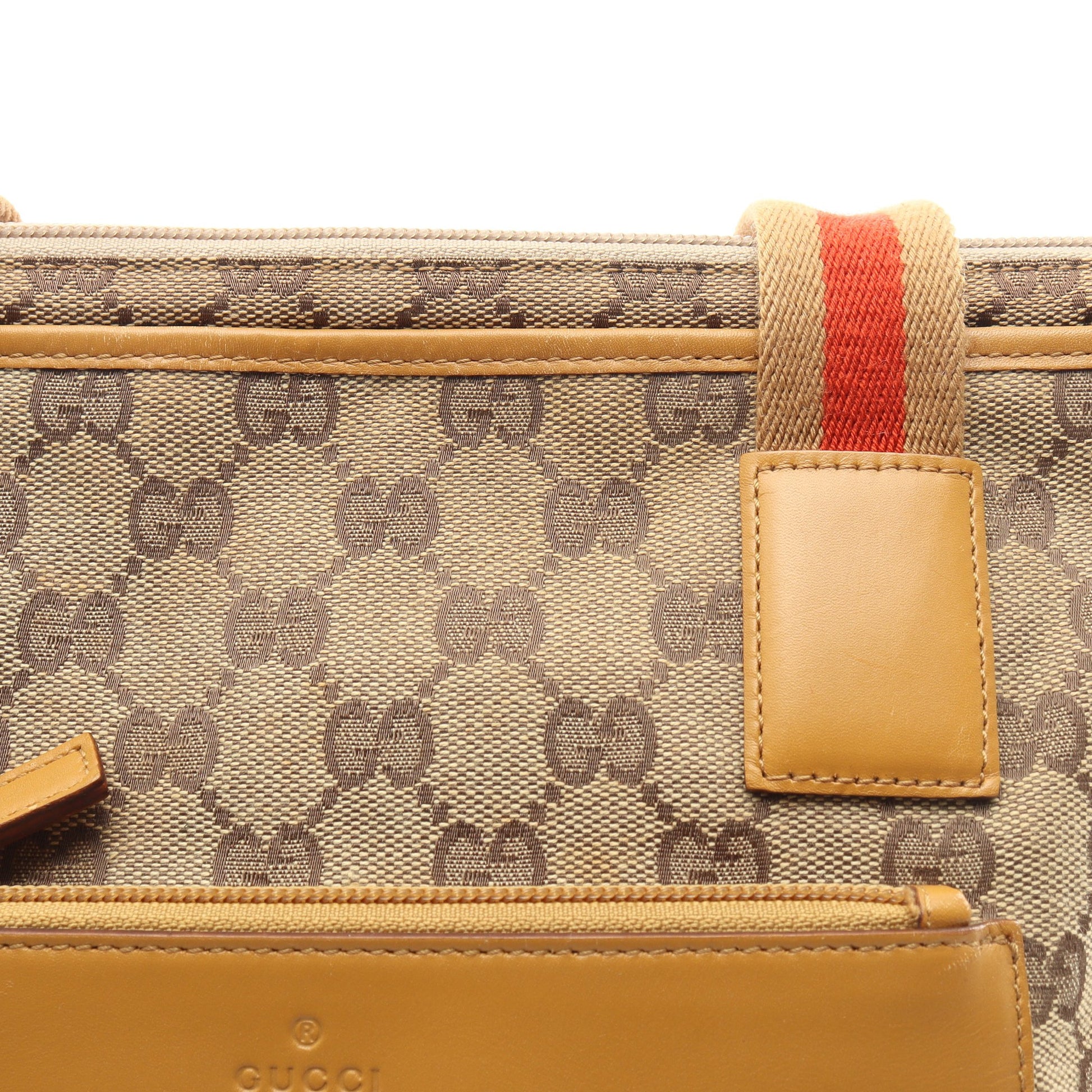 GGキャンバス ショルダーバッグ トートバッグ キャンバス レザー ベージュ イエローブラウン グッチ バッグ GUCCI