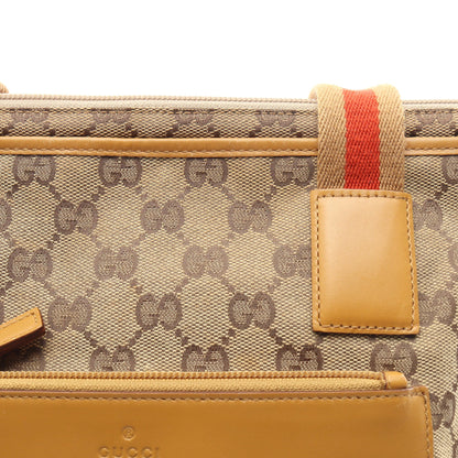 GGキャンバス ショルダーバッグ トートバッグ キャンバス レザー ベージュ イエローブラウン グッチ バッグ GUCCI