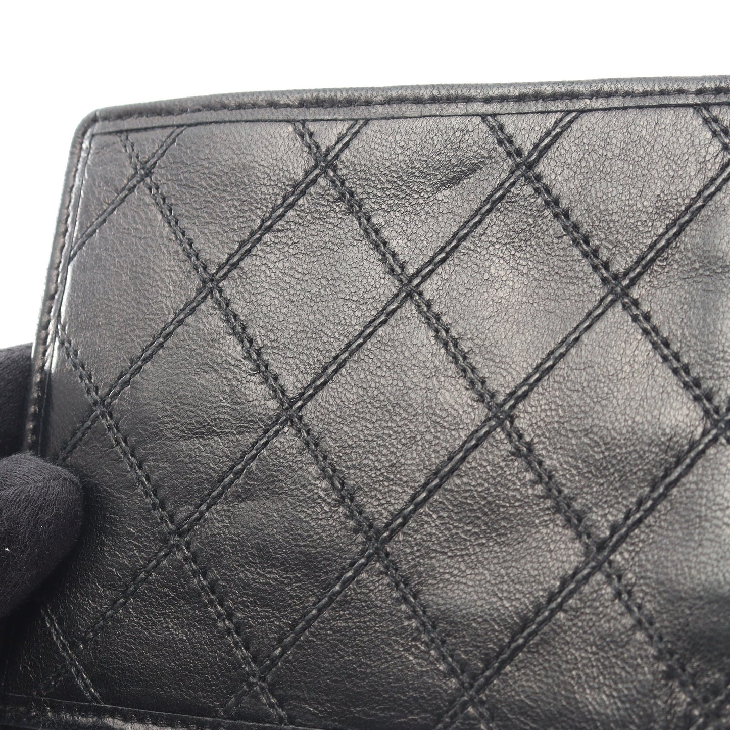 ビコローレ 二つ折り財布 札入れ ラムスキン ブラック ゴールド金具 ヴィンテージ シャネル 財布・小物 CHANEL