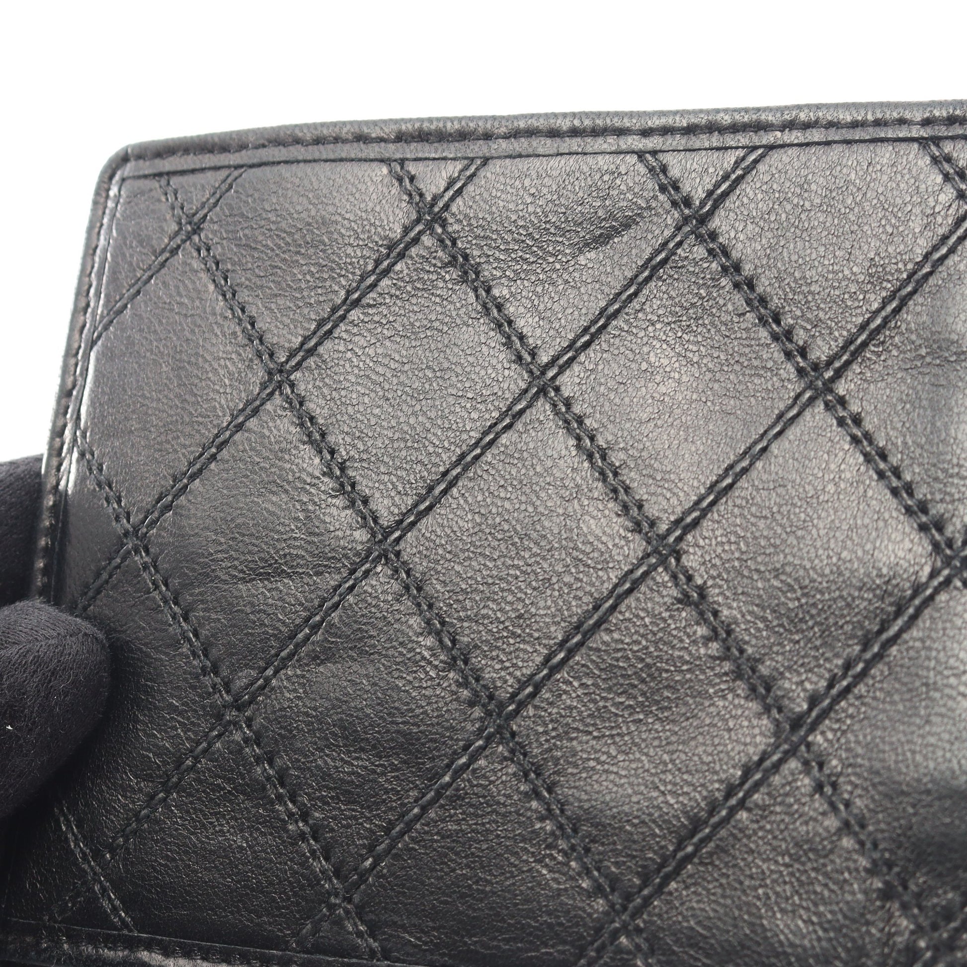 ビコローレ 二つ折り財布 札入れ ラムスキン ブラック ゴールド金具 ヴィンテージ シャネル 財布・小物 CHANEL