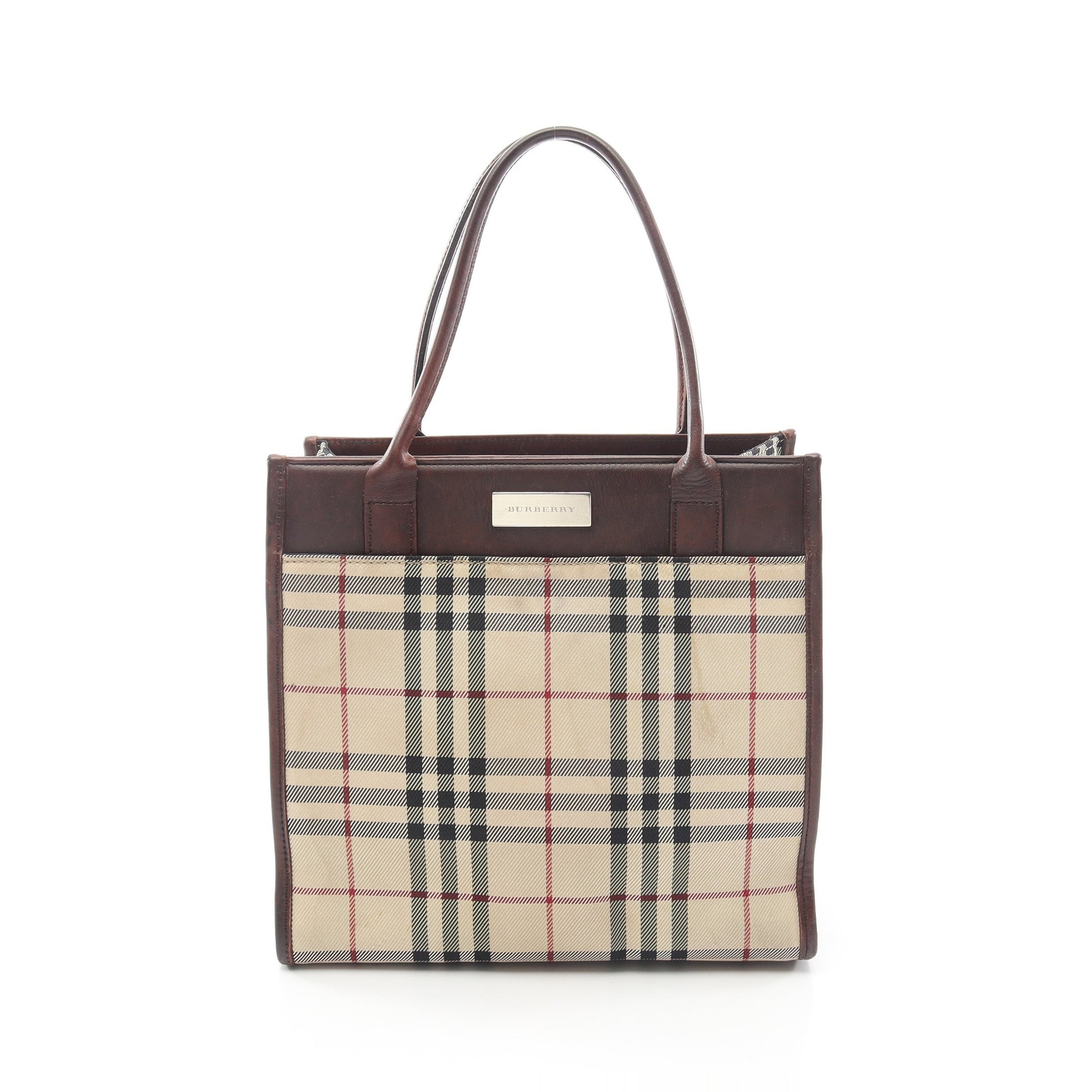 ノバチェック ハンドバッグ トートバッグ キャンバス レザー ベージュ ブラウン マルチカラー バーバリー バッグ BURBERRY