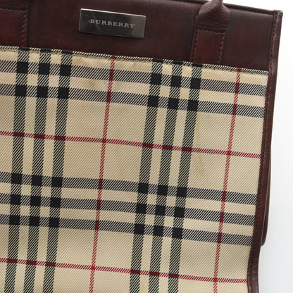 ノバチェック ハンドバッグ トートバッグ キャンバス レザー ベージュ ブラウン マルチカラー バーバリー バッグ BURBERRY