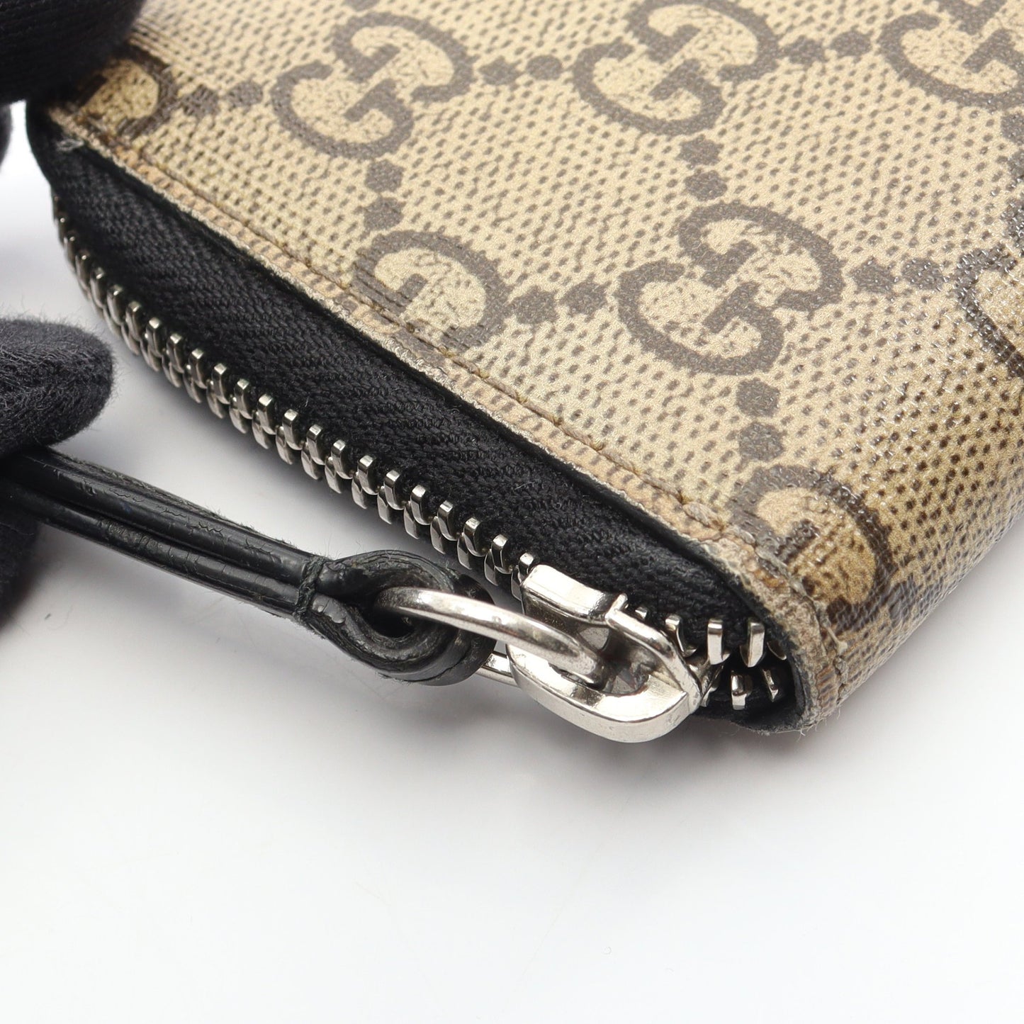 ベスティアリ M タイガー GGスプリーム カードケース コインケース PVC レザー ベージュ ブラック グッチ 財布・小物 GUCCI