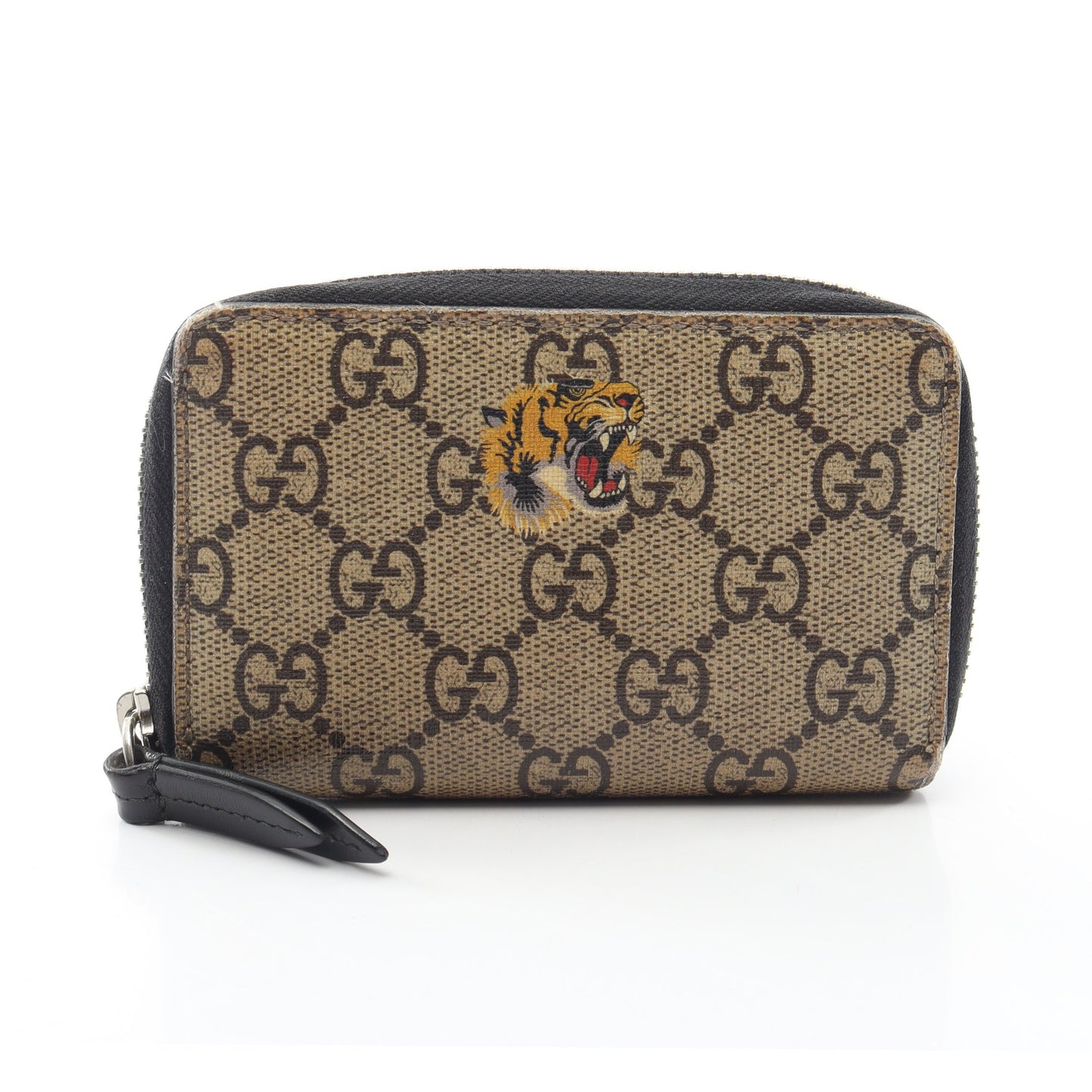 ベスティアリ M タイガー GGスプリーム カードケース コインケース PVC レザー ベージュ ブラック グッチ 財布・小物 GUCCI