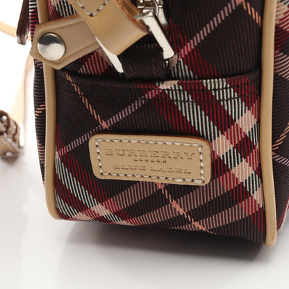 チェック ショルダーバッグ キャンバス レザー ボルドー ベージュ バーバリーブルーレーベル バッグ BURBERRY BLUE LABEL