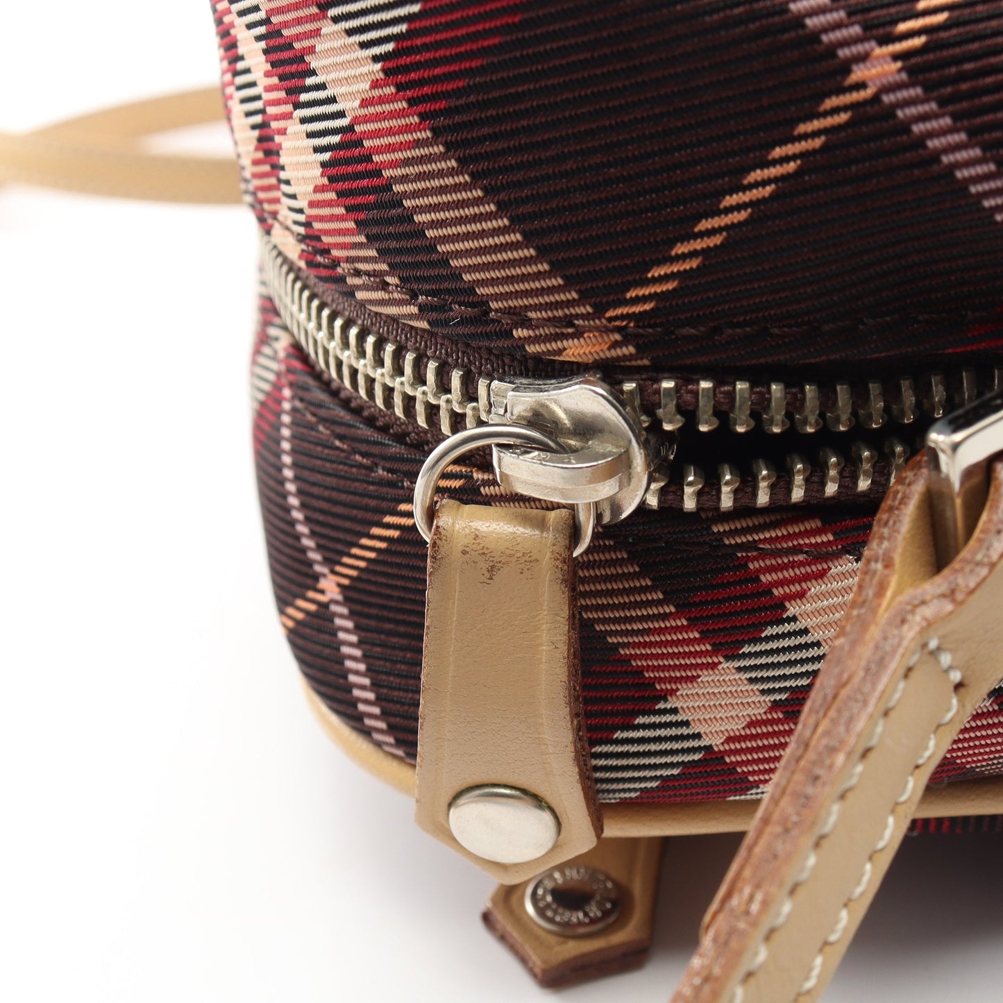 チェック ショルダーバッグ キャンバス レザー ボルドー ベージュ バーバリーブルーレーベル バッグ BURBERRY BLUE LABEL