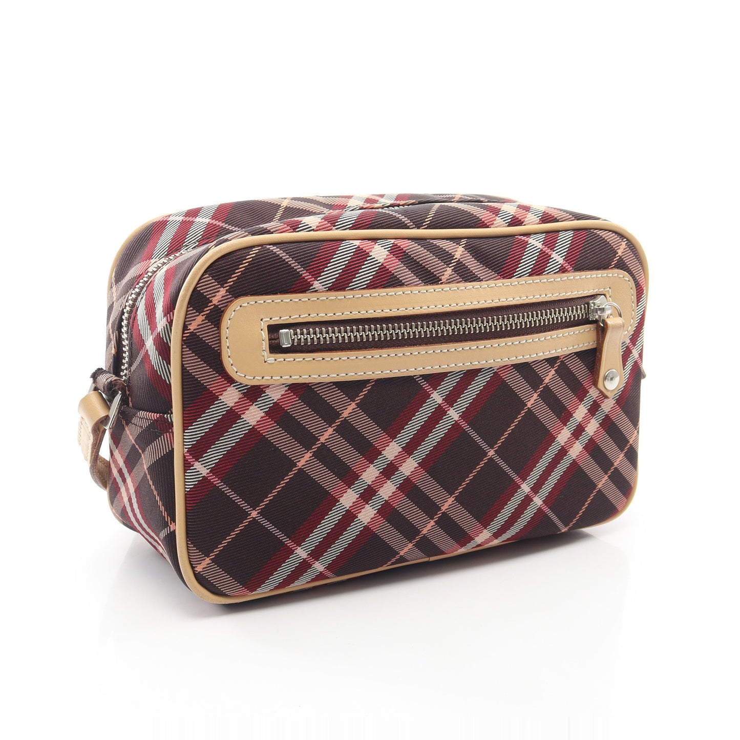 チェック ショルダーバッグ キャンバス レザー ボルドー ベージュ バーバリーブルーレーベル バッグ BURBERRY BLUE LABEL