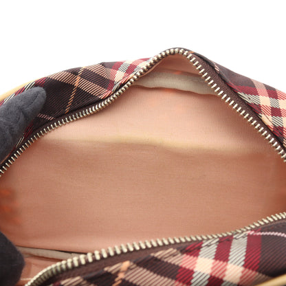 チェック ショルダーバッグ キャンバス レザー ボルドー ベージュ バーバリーブルーレーベル バッグ BURBERRY BLUE LABEL