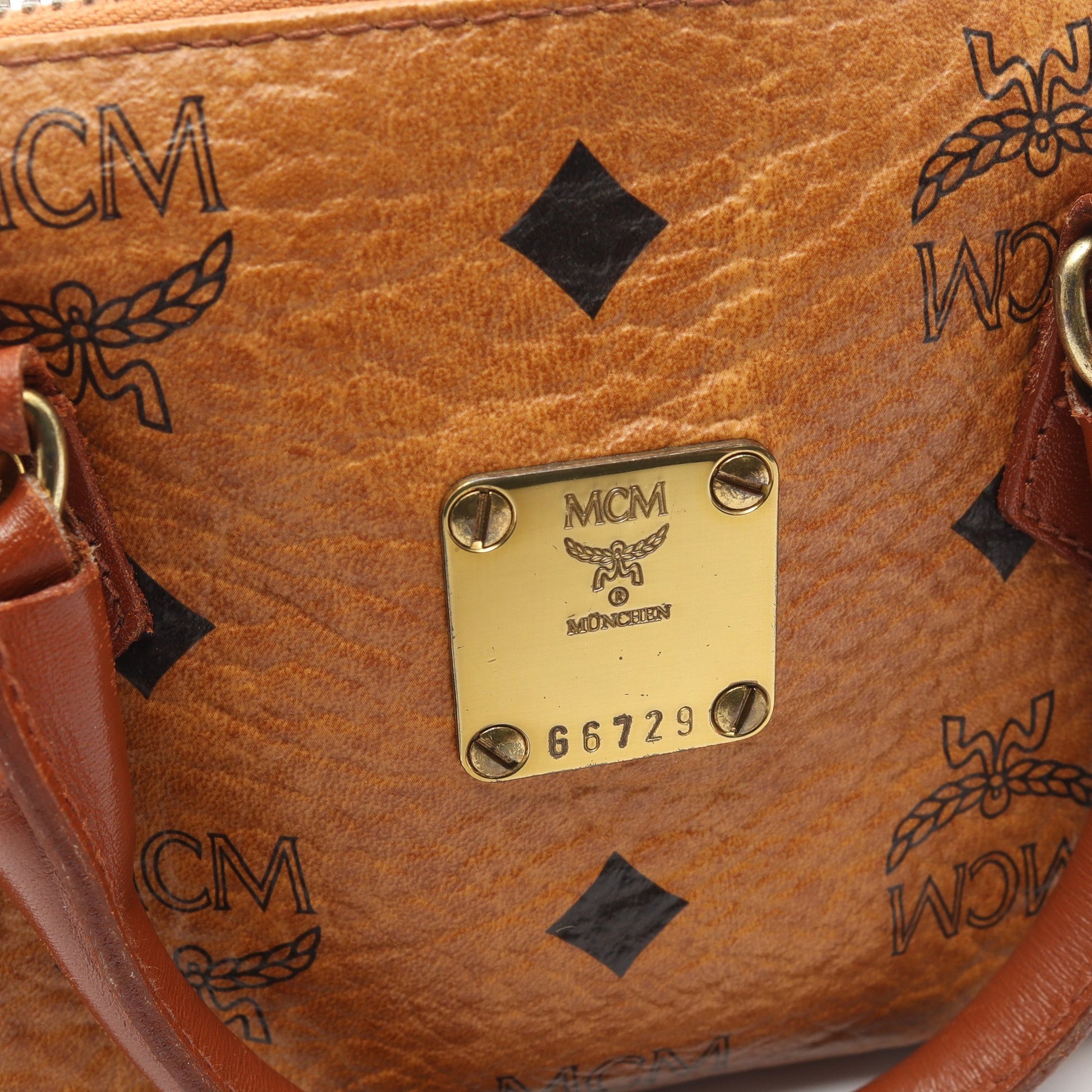 ヴィセトス 2WAY ミニボストンバッグ PVC レザー ブラウン エムシーエム バッグ MCM