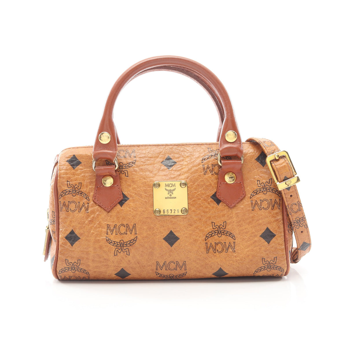 ヴィセトス 2WAY ミニボストンバッグ PVC レザー ブラウン エムシーエム バッグ MCM