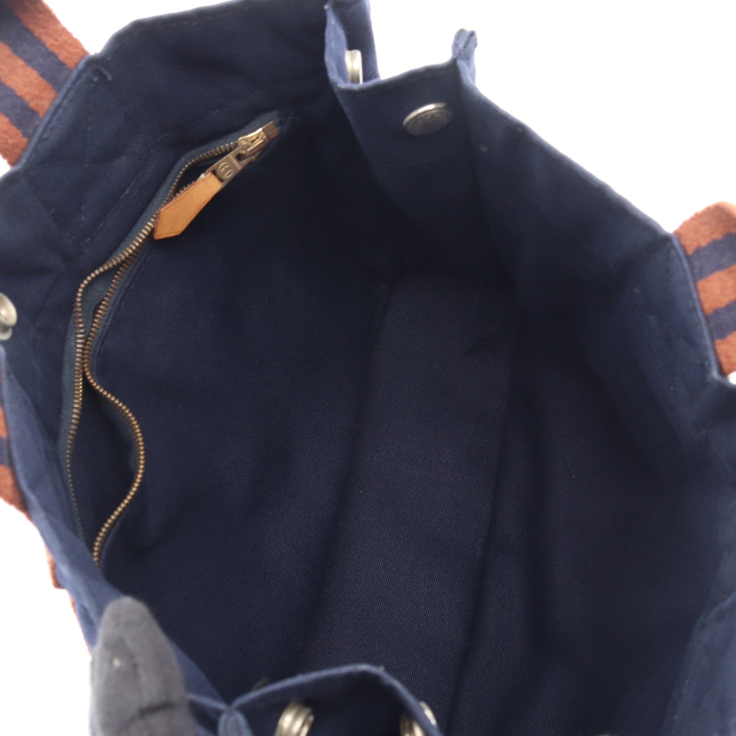 フールトゥPM ハンドバッグ トートバッグ キャンバス ネイビー ブラウン シルバー金具 エルメス バッグ HERMES