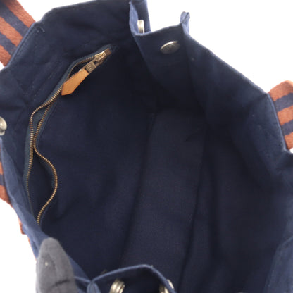 フールトゥPM ハンドバッグ トートバッグ キャンバス ネイビー ブラウン シルバー金具 エルメス バッグ HERMES