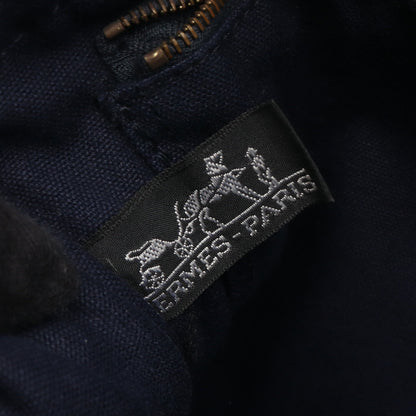 フールトゥPM ハンドバッグ トートバッグ キャンバス ネイビー ブラウン シルバー金具 エルメス バッグ HERMES