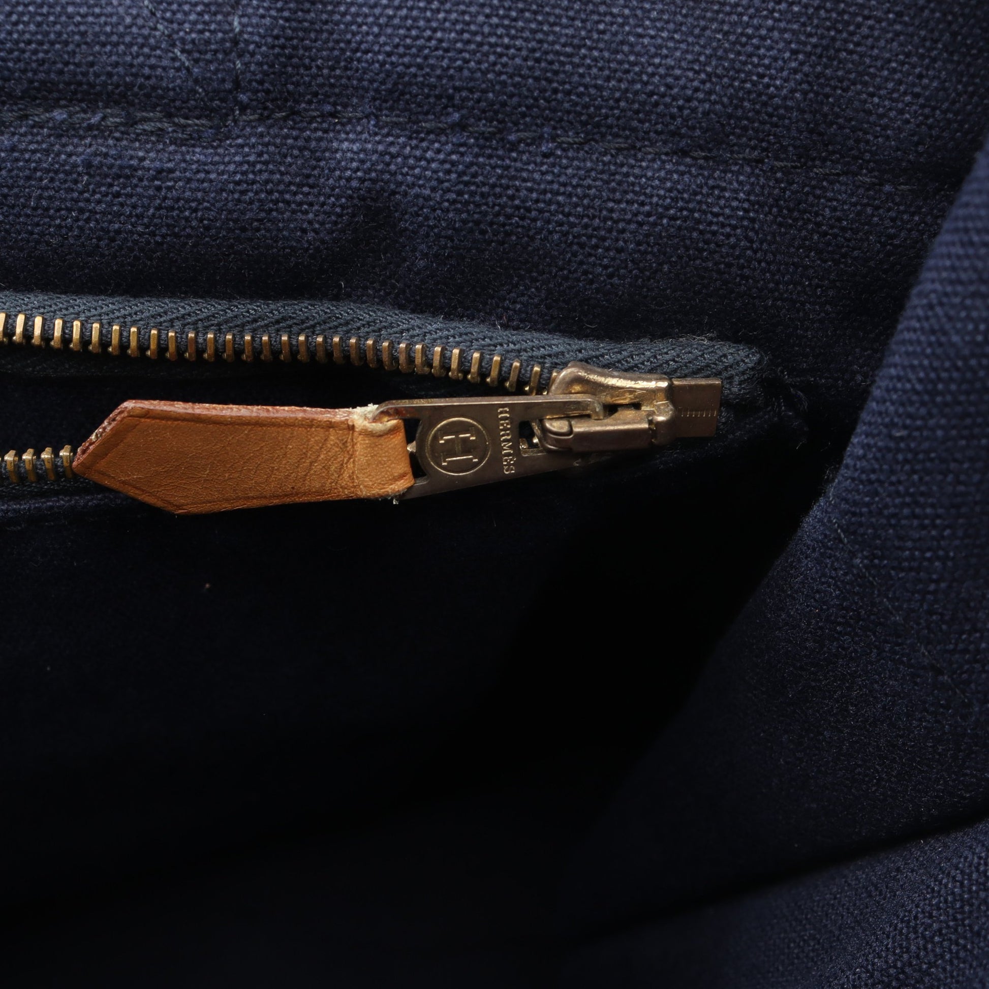 フールトゥPM ハンドバッグ トートバッグ キャンバス ネイビー ブラウン シルバー金具 エルメス バッグ HERMES