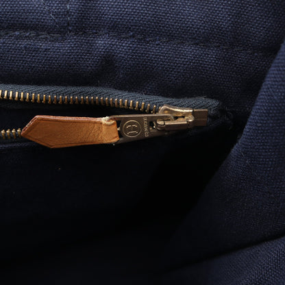 フールトゥPM ハンドバッグ トートバッグ キャンバス ネイビー ブラウン シルバー金具 エルメス バッグ HERMES