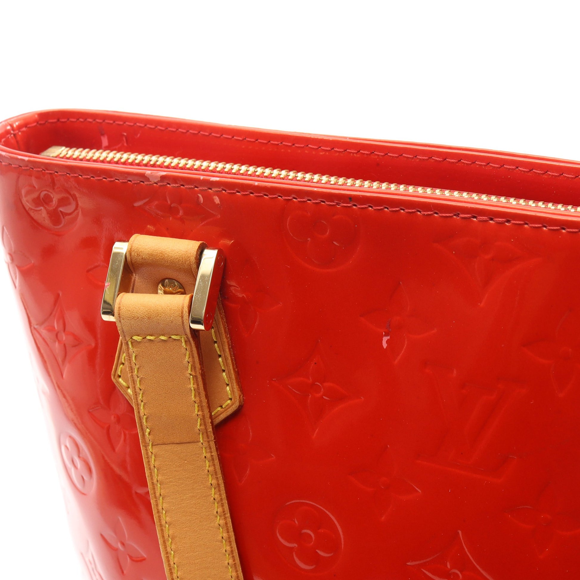 ヒューストン モノグラムヴェルニ ルージュ ハンドバッグ レザー レッド ルイヴィトン バッグ LOUIS VUITTON
