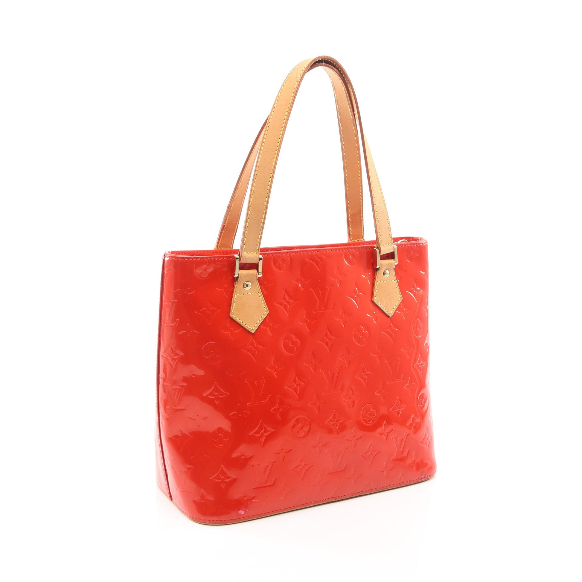 ヒューストン モノグラムヴェルニ ルージュ ハンドバッグ レザー レッド ルイヴィトン バッグ LOUIS VUITTON