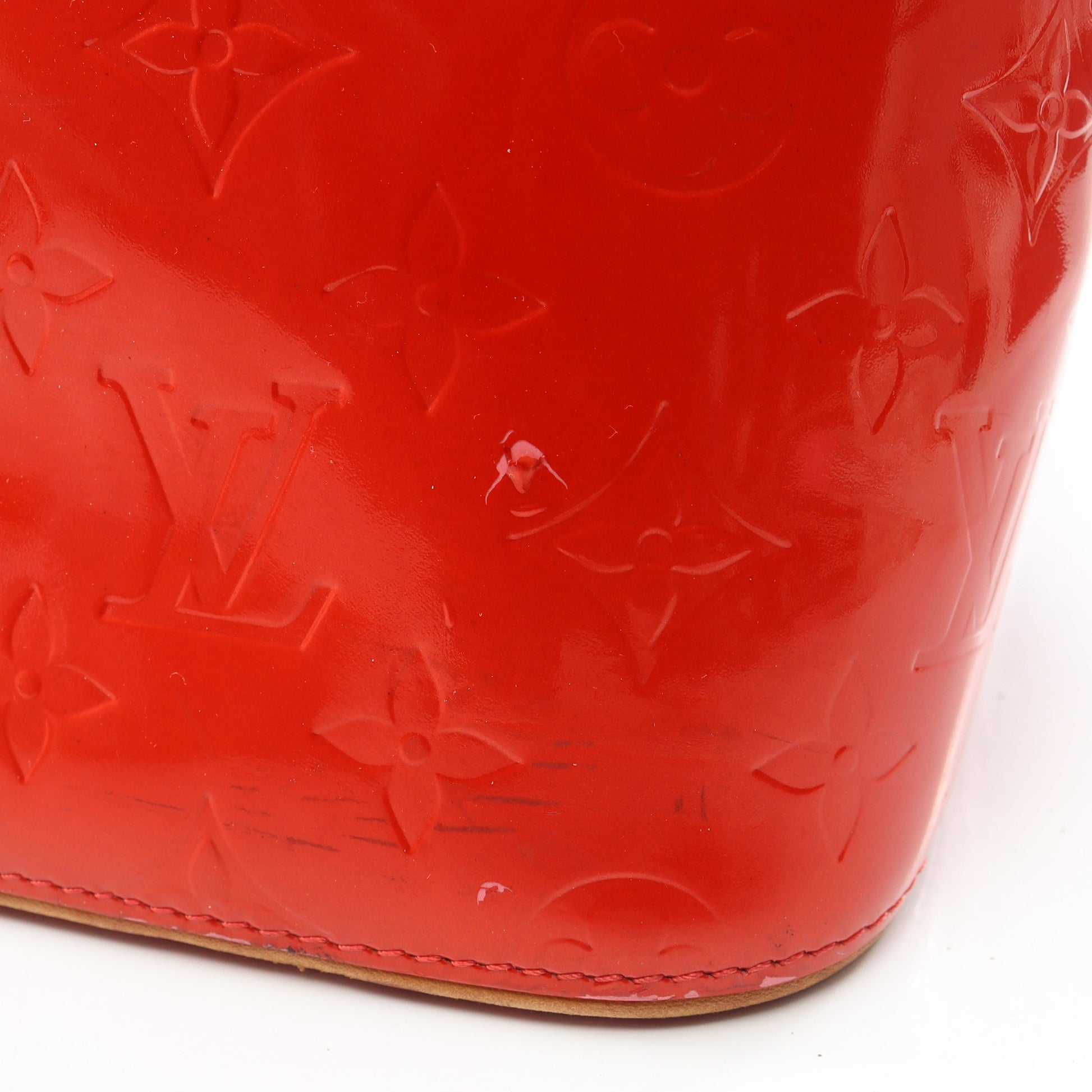 ヒューストン モノグラムヴェルニ ルージュ ハンドバッグ レザー レッド ルイヴィトン バッグ LOUIS VUITTON