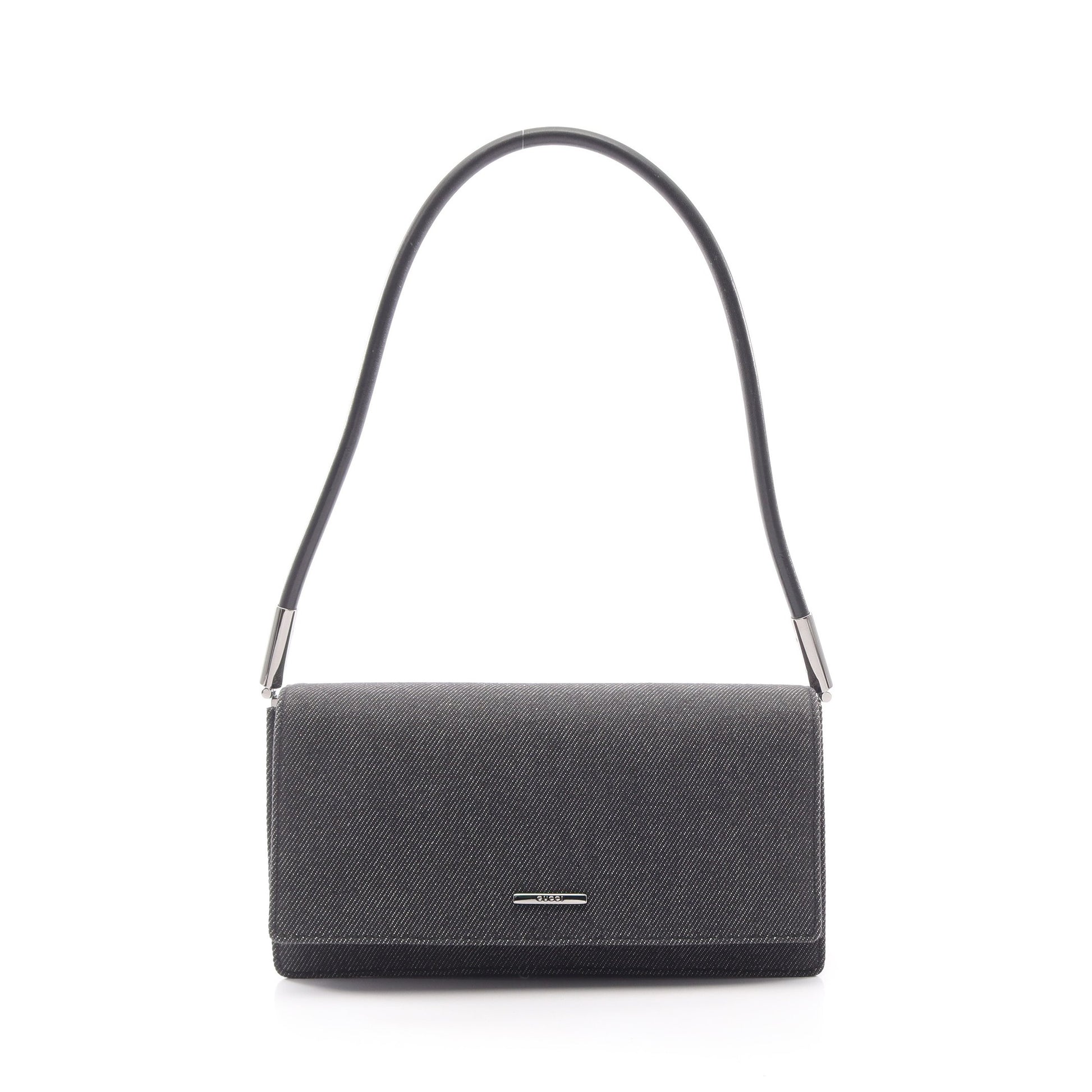 ロゴ ワンショルダーバッグ デニム レザー ブラック グッチ バッグ GUCCI