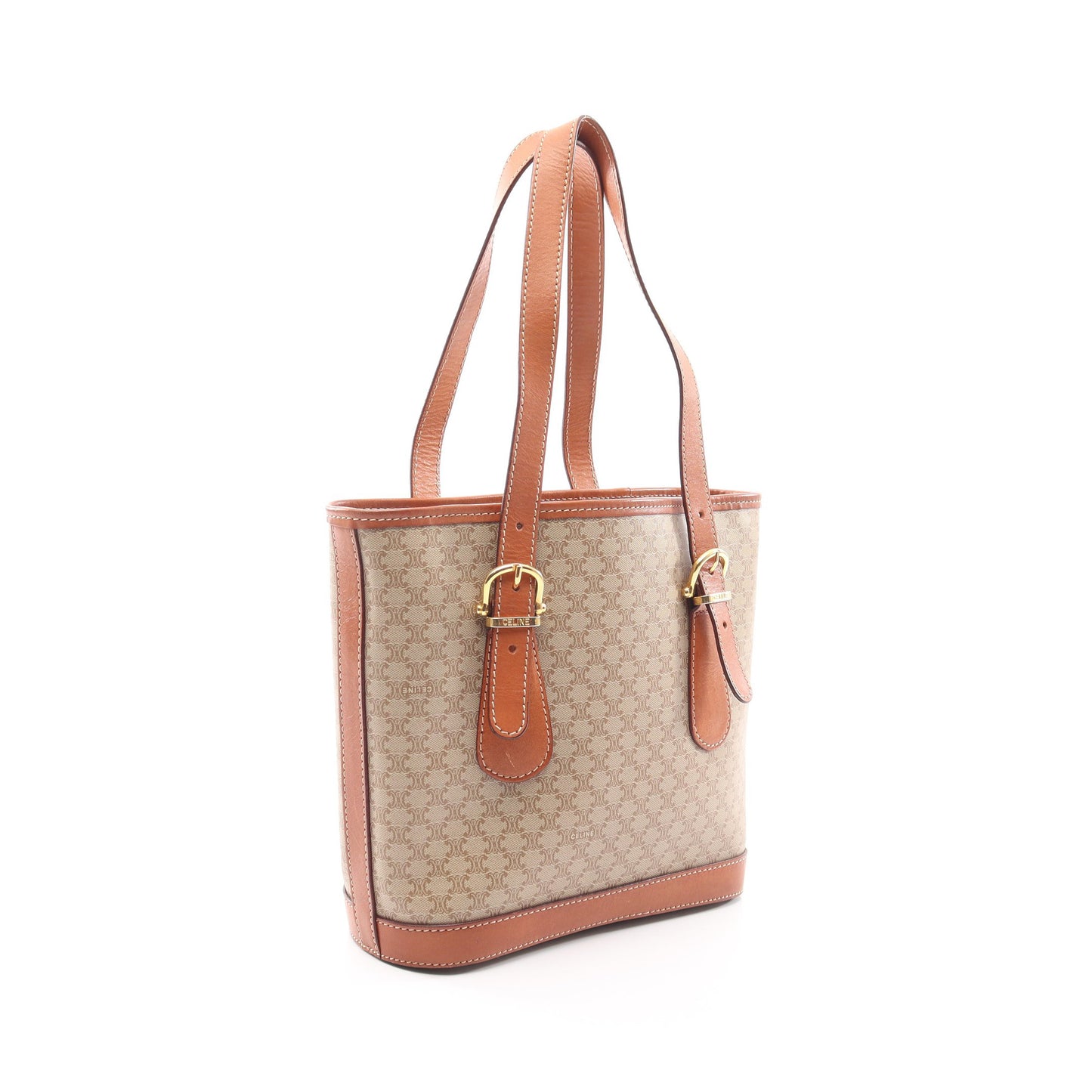 マカダム ショルダーバッグ PVC レザー ベージュ ライトブラウン セリーヌ バッグ CELINE