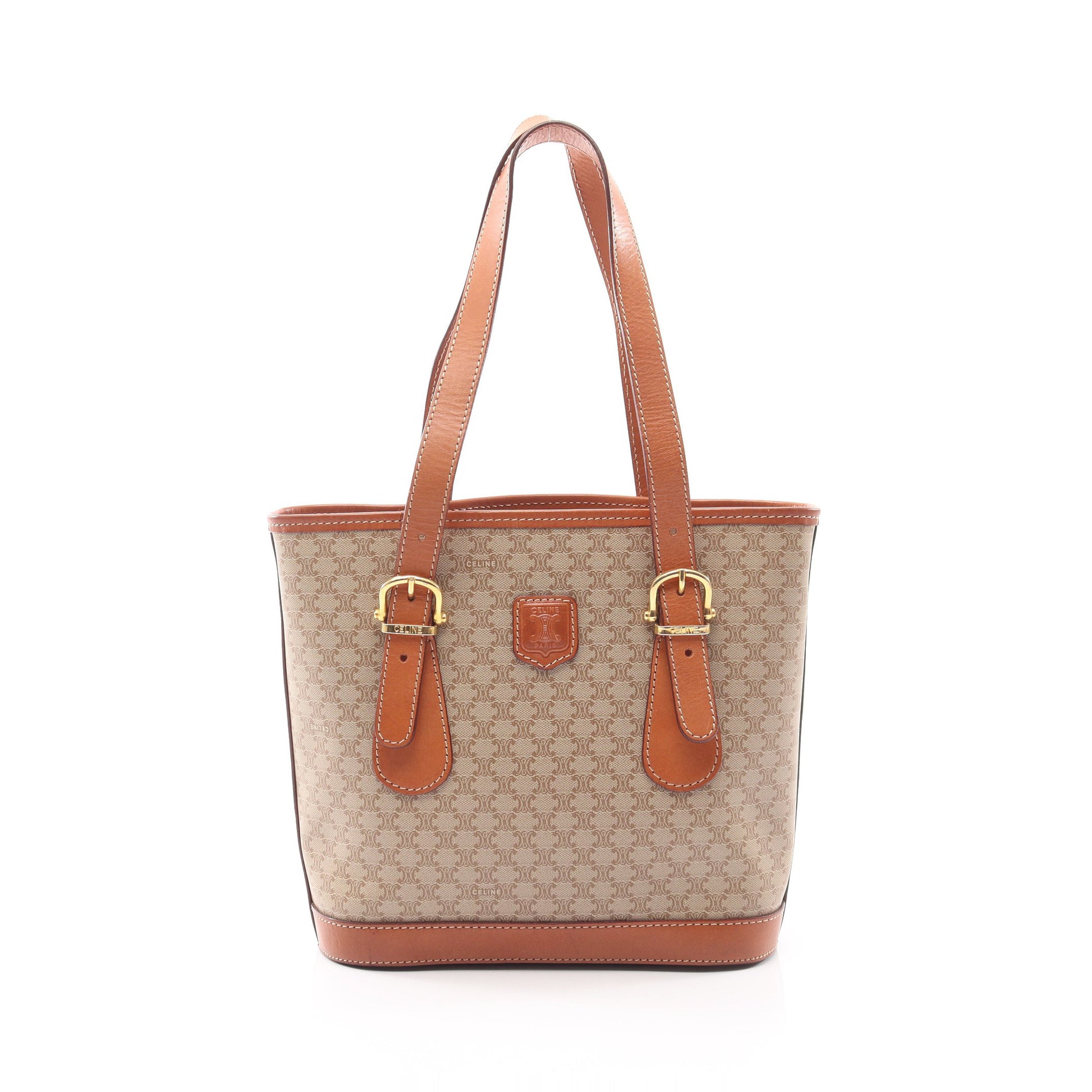 マカダム ショルダーバッグ PVC レザー ベージュ ライトブラウン セリーヌ バッグ CELINE