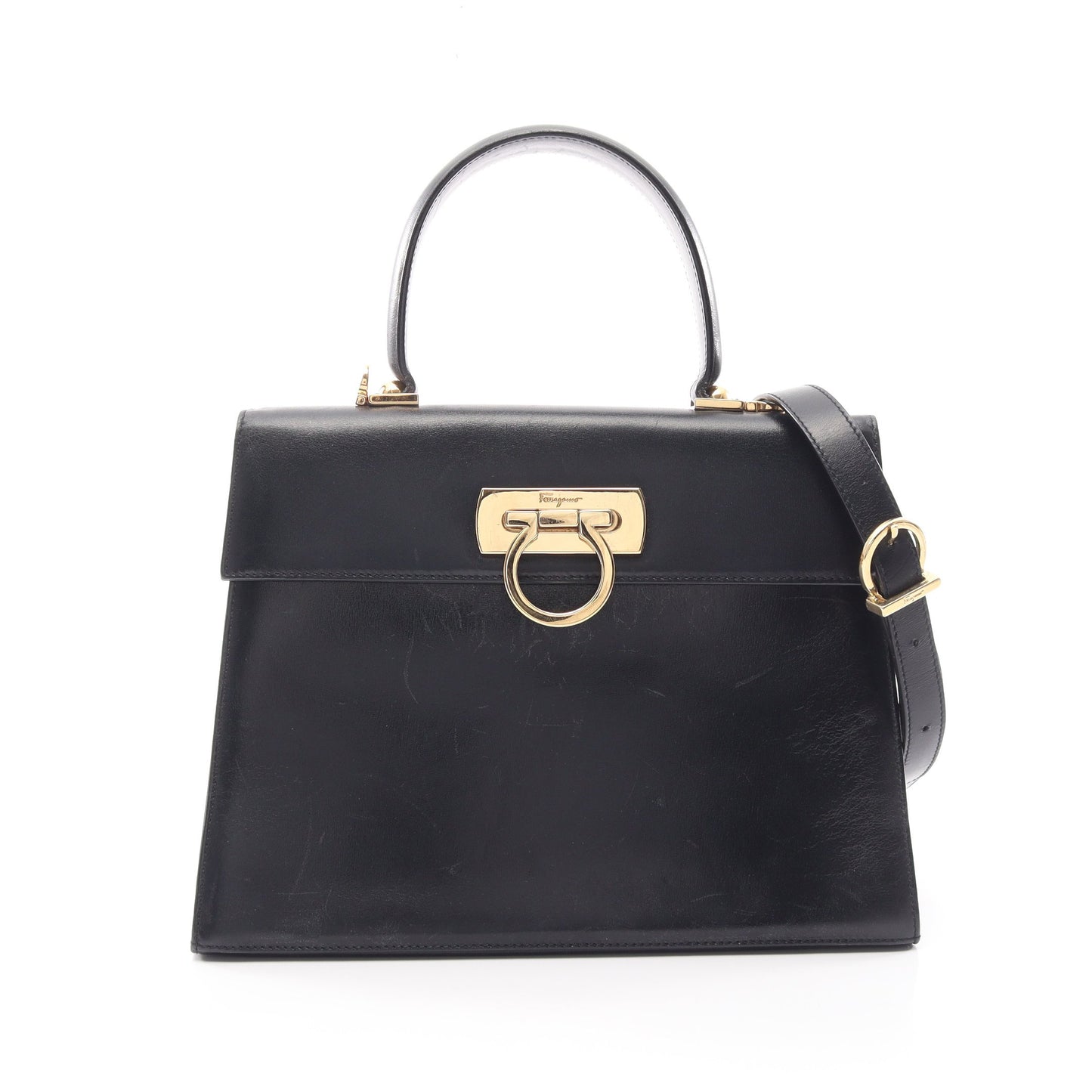 ガンチーニ 2WAY ハンドバッグ レザー ダークネイビー サルヴァトーレフェラガモ バッグ Salvatore Ferragamo