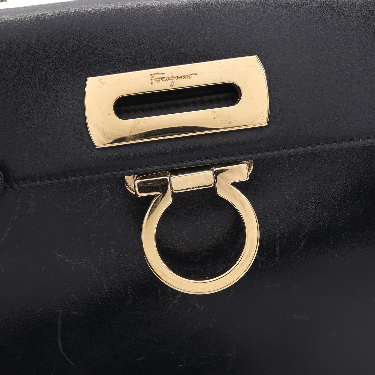 ガンチーニ 2WAY ハンドバッグ レザー ダークネイビー サルヴァトーレフェラガモ バッグ Salvatore Ferragamo