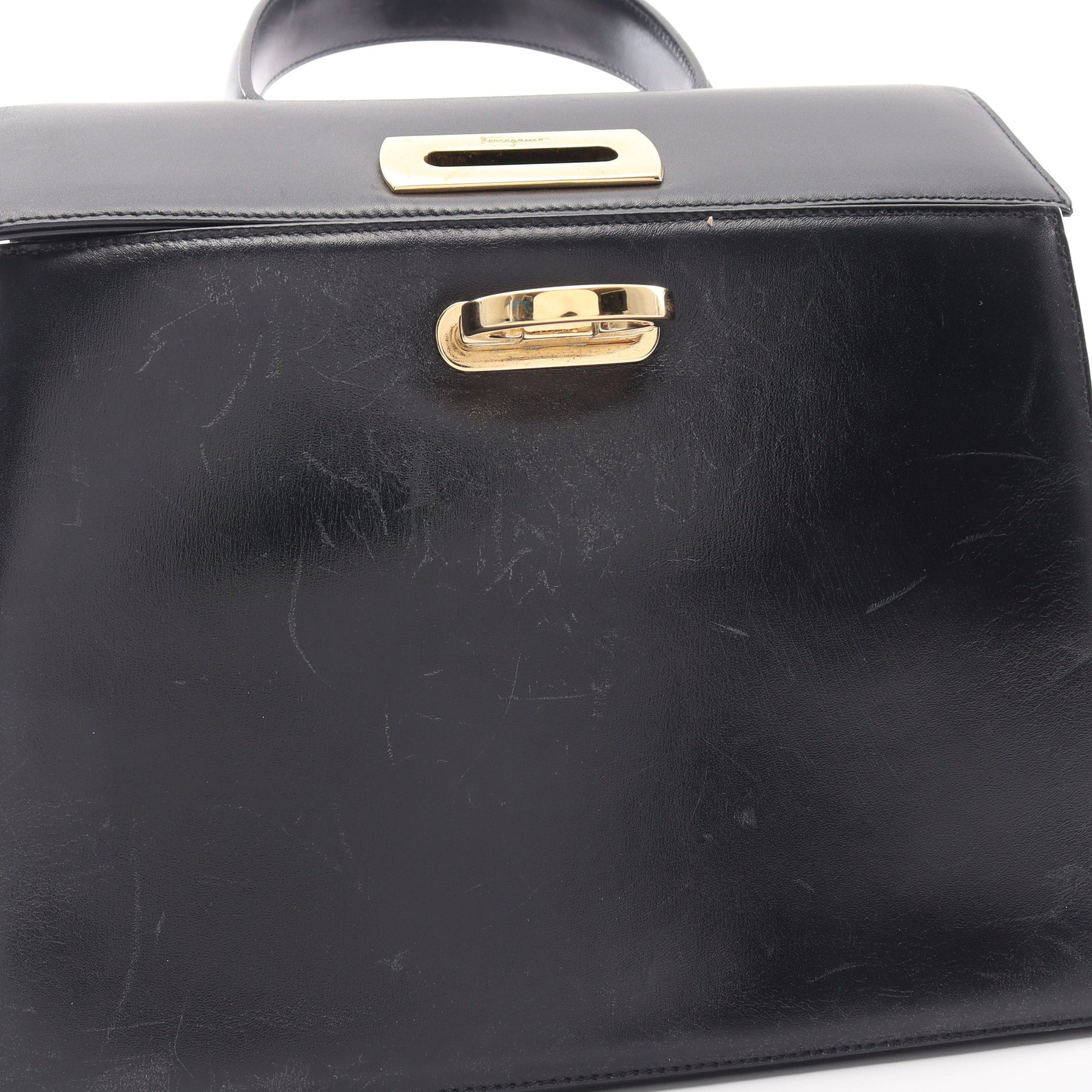 ガンチーニ 2WAY ハンドバッグ レザー ダークネイビー サルヴァトーレフェラガモ バッグ Salvatore Ferragamo