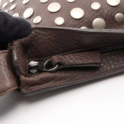 スタッズ ワンショルダーバッグ レザー ダークブラウン マルニ バッグ MARNI
