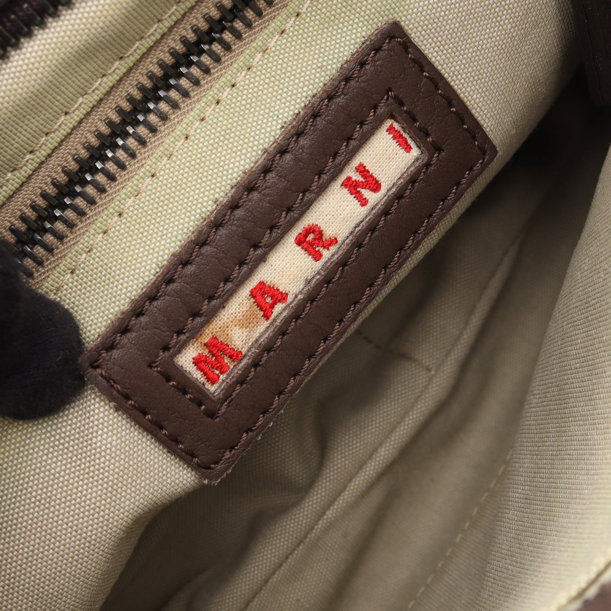 スタッズ ワンショルダーバッグ レザー ダークブラウン マルニ バッグ MARNI