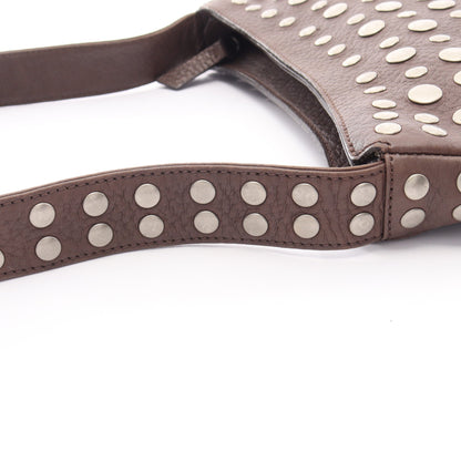 スタッズ ワンショルダーバッグ レザー ダークブラウン マルニ バッグ MARNI