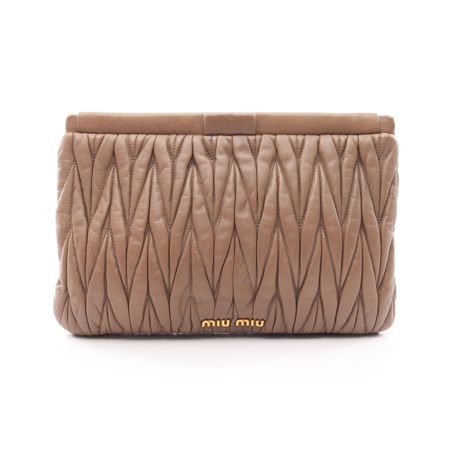 MATELASSE クラッチバッグ レザー グレーブラウン ミュウミュウ バッグ miu miu