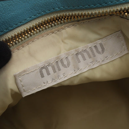 ロゴ ハンドバッグ レザー ライトブルー ミュウミュウ バッグ miu miu