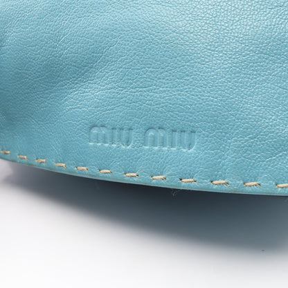 ロゴ ハンドバッグ レザー ライトブルー ミュウミュウ バッグ miu miu