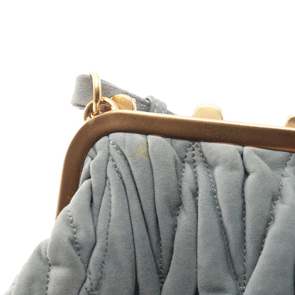MATELASSE ビジュー ハンドバッグ スエード ブルーグレー ミュウミュウ バッグ miu miu