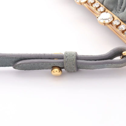 MATELASSE ビジュー ハンドバッグ スエード ブルーグレー ミュウミュウ バッグ miu miu