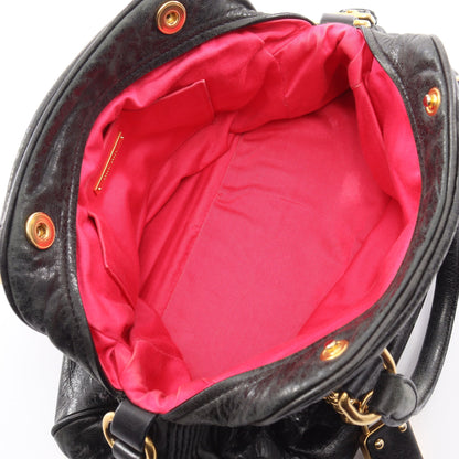 ロックチャーム付き 2WAY ハンドバッグ レザー ブラック ミュウミュウ バッグ miu miu