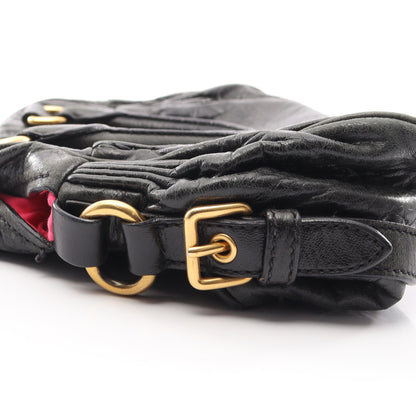 ロックチャーム付き 2WAY ハンドバッグ レザー ブラック ミュウミュウ バッグ miu miu