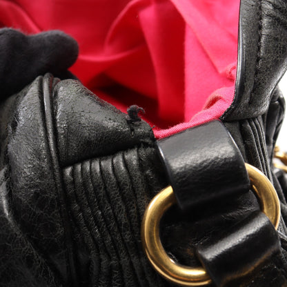 ロックチャーム付き 2WAY ハンドバッグ レザー ブラック ミュウミュウ バッグ miu miu